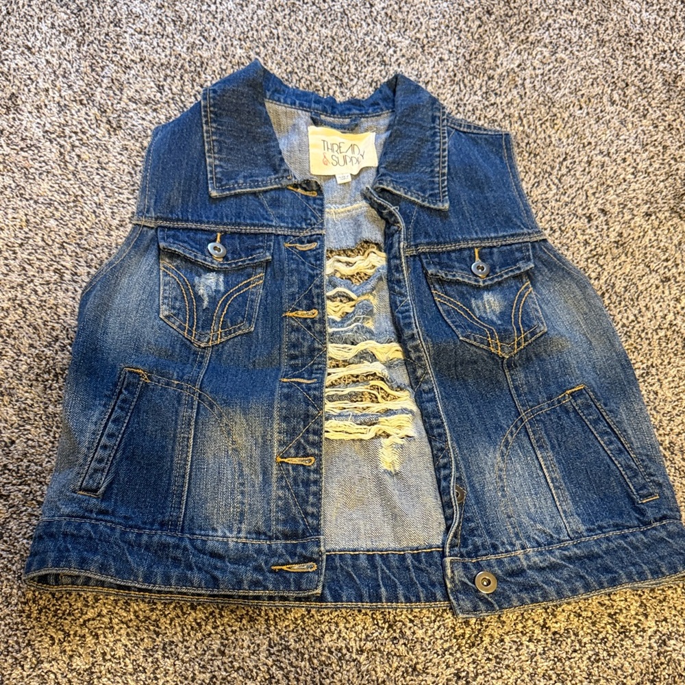 Thread & Supply Distressed Denim Vest